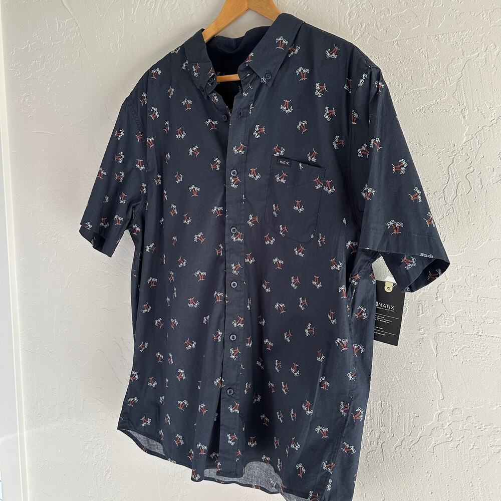 MATIX | Palm Tree Print Short Sleeve Short NEW Men’s XXL Button Down Aloha